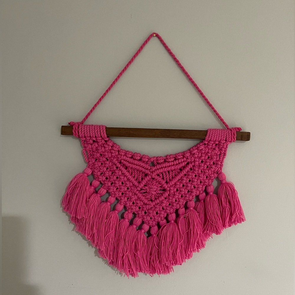 Small Pink Macrame Wall Hanging